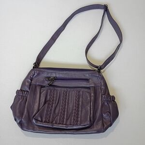 ELDA Women's Purple Soft PU Leather Crossbody Purse With Adjustable Strap